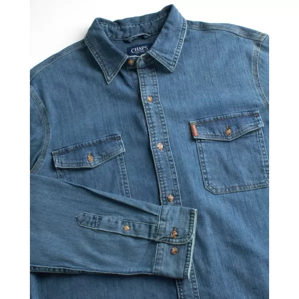 Chaps Mens Big and Tall Shirt - Comfort Stretch Button Down Denim Shirt - Long Sleeve Collared Shirt for Men, L-4X Big &amp; Tall