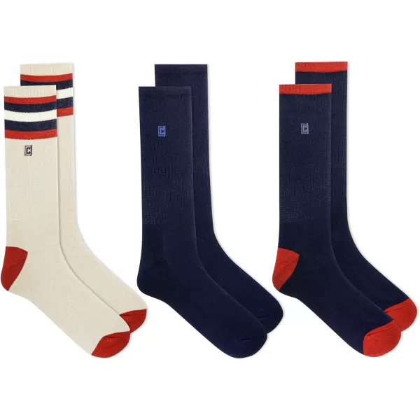 Chaps Men's Casual Flag Stripe Crew Socks - 3 Pair Pack)