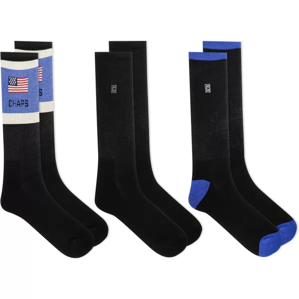 Chaps Men's Casual Flag Stripe Crew Socks - 3 Pair Pack)