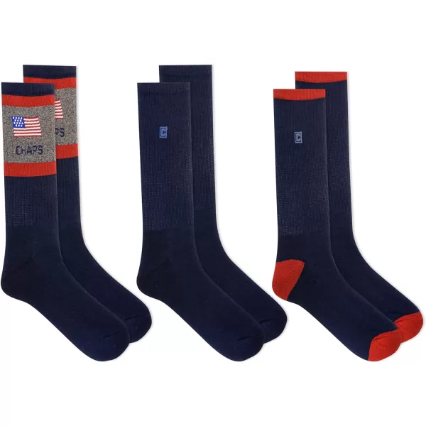Chaps Men's Casual Flag Stripe Crew Socks - 3 Pair Pack)