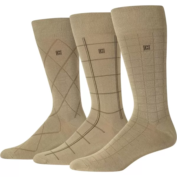 Chaps Men's Classic Dress Crew Socks-3 Pair Pack-Pattern and Solid Color Designs)