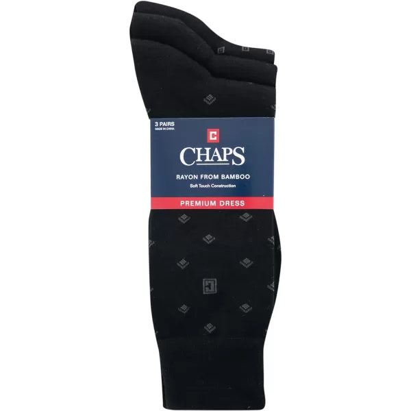 Chaps Men's Classic Dress Crew Socks-3 Pair Pack-Pattern and Solid Color Designs)