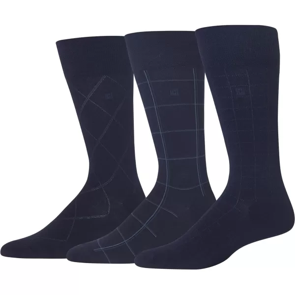 Chaps Men's Classic Dress Crew Socks-3 Pair Pack-Pattern and Solid Color Designs)