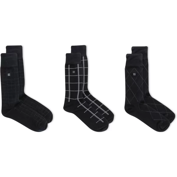 Chaps Men's Classic Dress Crew Socks-3 Pair Pack-Pattern and Solid Color Designs)