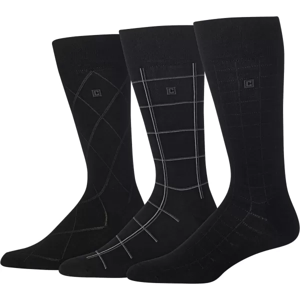 Chaps Men's Classic Dress Crew Socks-3 Pair Pack-Pattern and Solid Color Designs)