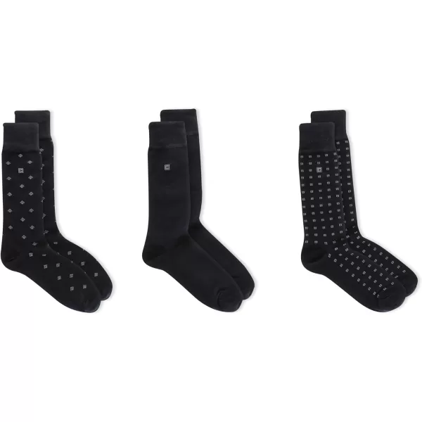 Chaps Men's Classic Dress Crew Socks-3 Pair Pack-Pattern and Solid Color Designs)