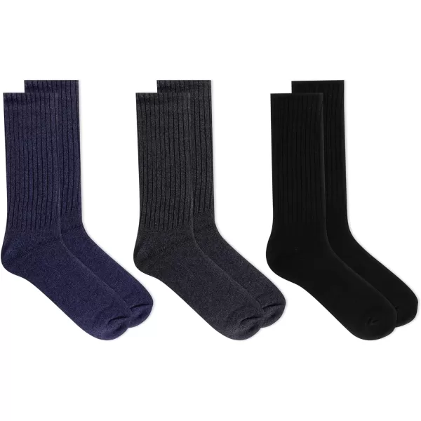 Chaps Men's Dress Crew Socks - 3 Pair Pack - Assorted Solid Color and True Rib