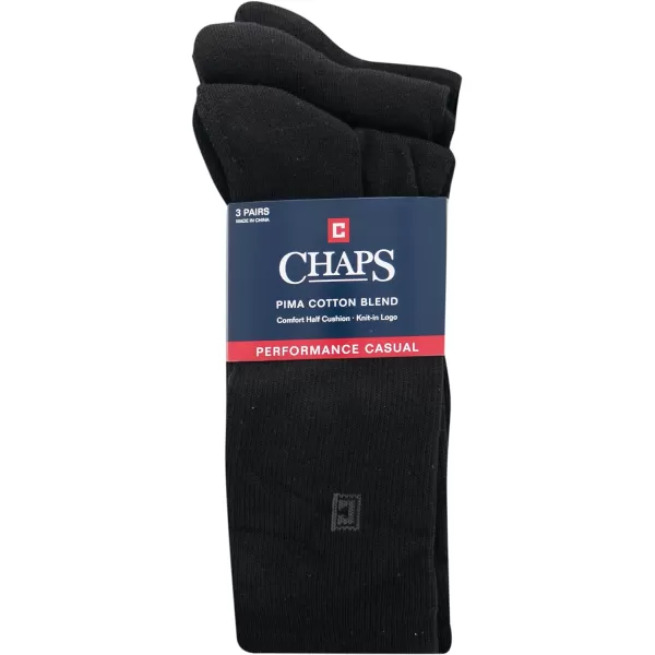 Chaps Men's Dress Crew Socks - 3 Pair Pack - Assorted Solid Color and True Rib