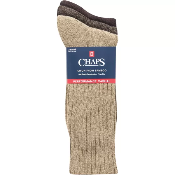 Chaps Men's Dress Crew Socks - 3 Pair Pack - Assorted Solid Color and True Rib