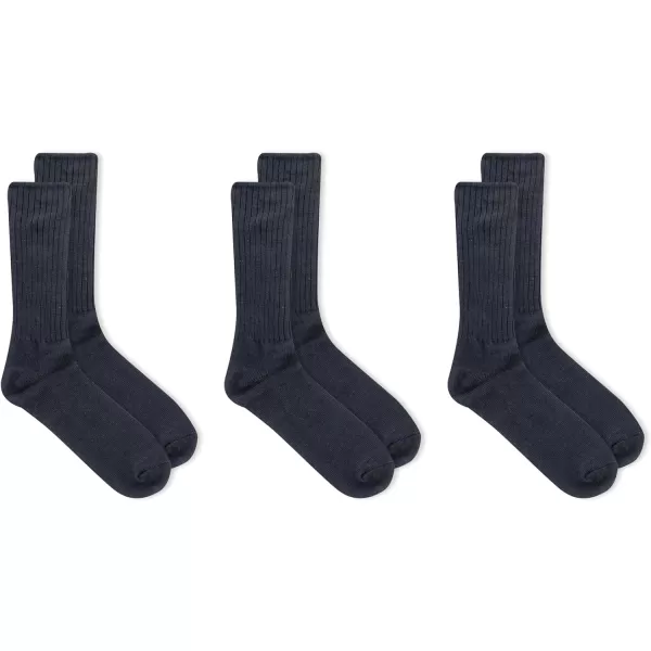 Chaps Men's Dress Crew Socks - 3 Pair Pack - Assorted Solid Color and True Rib