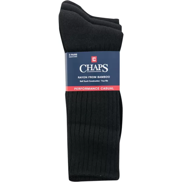 Chaps Men's Dress Crew Socks - 3 Pair Pack - Assorted Solid Color and True Rib
