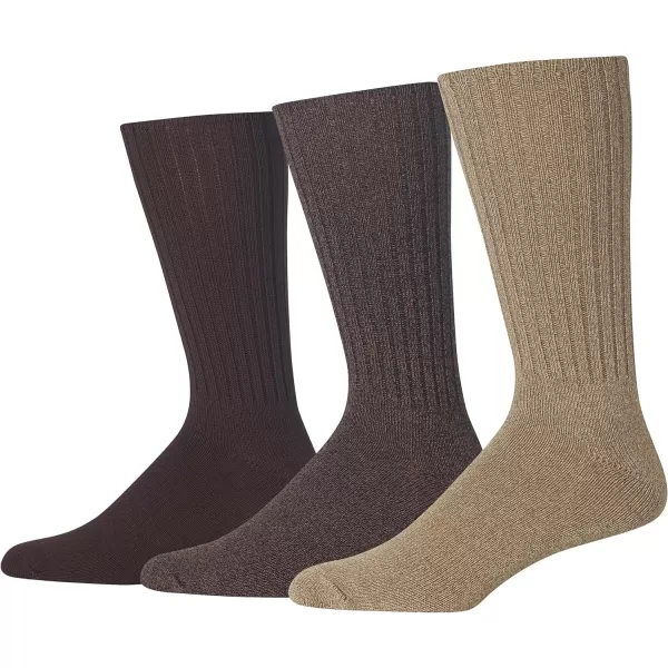Chaps Men's Dress Crew Socks - 3 Pair Pack - Assorted Solid Color and True Rib