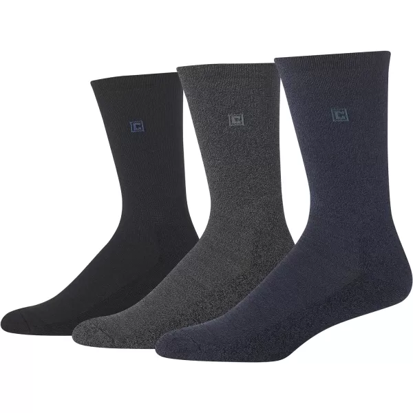 Chaps Men's Dress Crew Socks - 3 Pair Pack - Assorted Solid Color and True Rib