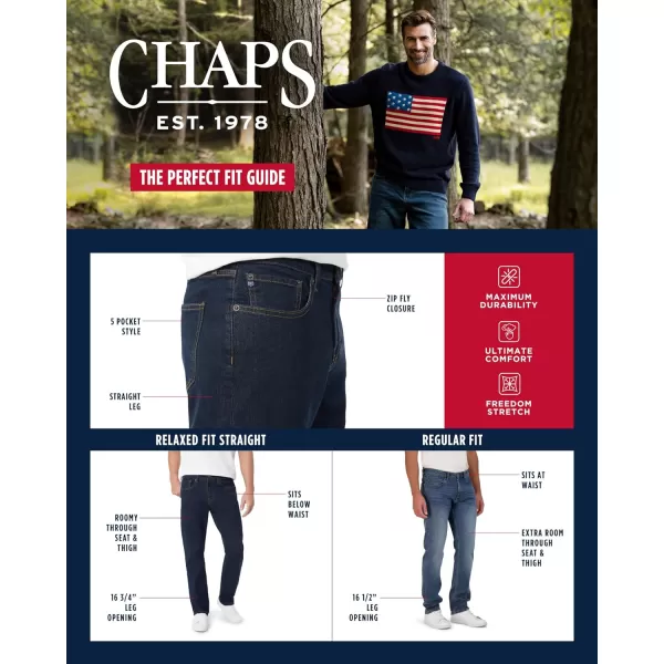 Chaps Men's Jeans - Straight Leg Comfort Stretch Denim Jeans - Regular Slim Fit Jeans for Men