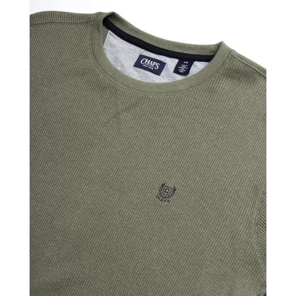 Chaps Men's Long Sleeve Shirt - Casual Thermal Crewneck Shirt - Waffle Knit Shirt for Men 