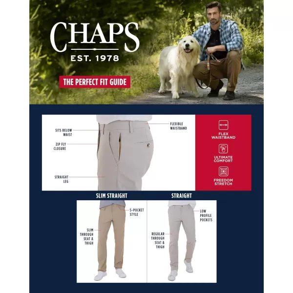 Chaps Men’s Pants – 5 Pocket Flex Waistband Straight Fit Pants - Casual Stretch Chino Pants for Men