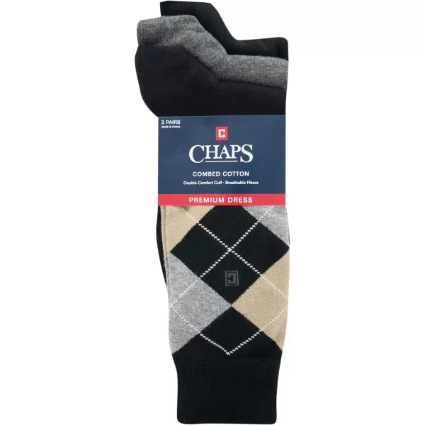 Chaps Men's Soft Argyle Dress Crew Socks-3 Pair Pack-Reinforced Heel and Toe