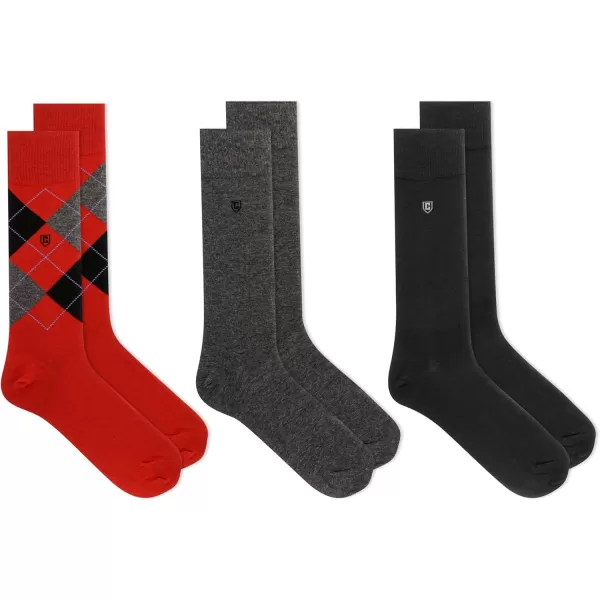 Chaps Men's Soft Argyle Dress Crew Socks-3 Pair Pack-Reinforced Heel and Toe