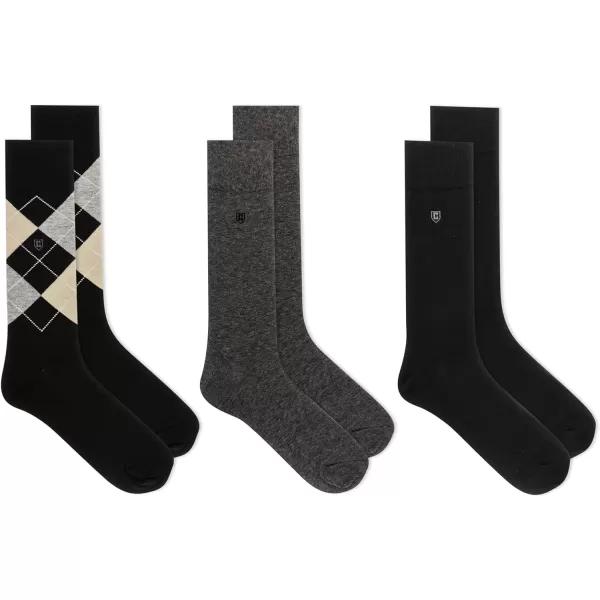 Chaps Men's Soft Argyle Dress Crew Socks-3 Pair Pack-Reinforced Heel and Toe