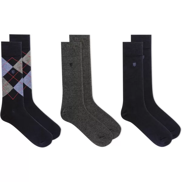 Chaps Men's Soft Argyle Dress Crew Socks-3 Pair Pack-Reinforced Heel and Toe