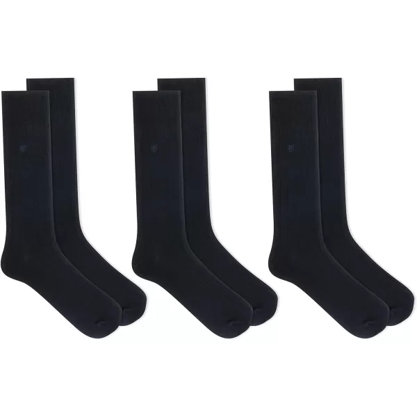 Chaps Men's Soft Touch True Rib Dress Crew Socks-3 Pair Pack-Modal Blend and Embroidered Detail