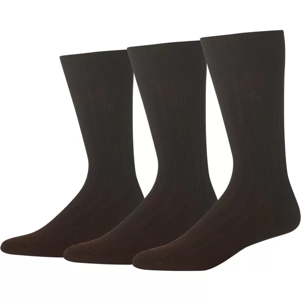 Chaps Men's Soft Touch True Rib Dress Crew Socks-3 Pair Pack-Modal Blend and Embroidered Detail