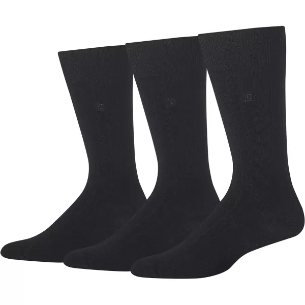 Chaps Men's Soft Touch True Rib Dress Crew Socks-3 Pair Pack-Modal Blend and Embroidered Detail