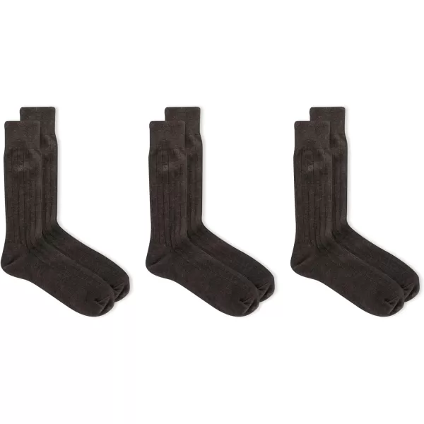 Chaps Men's Soft Touch True Rib Dress Crew Socks-3 Pair Pack-Modal Blend and Embroidered Detail