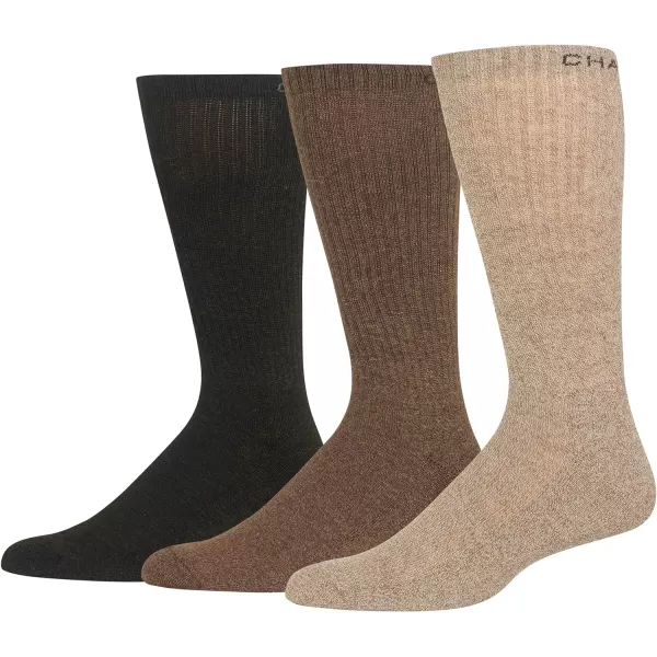 Chaps Men's Solid Mock Rib Casual Crew Socks-3 Pair Pack-Poly Cotton Blend