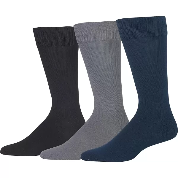 Chaps Men's Super Soft Dress Crew Socks-3 Pair Pack-Patterns and Textures