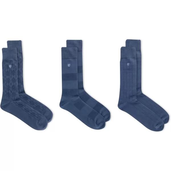 Chaps Men's Super Soft Dress Crew Socks-3 Pair Pack-Patterns and Textures