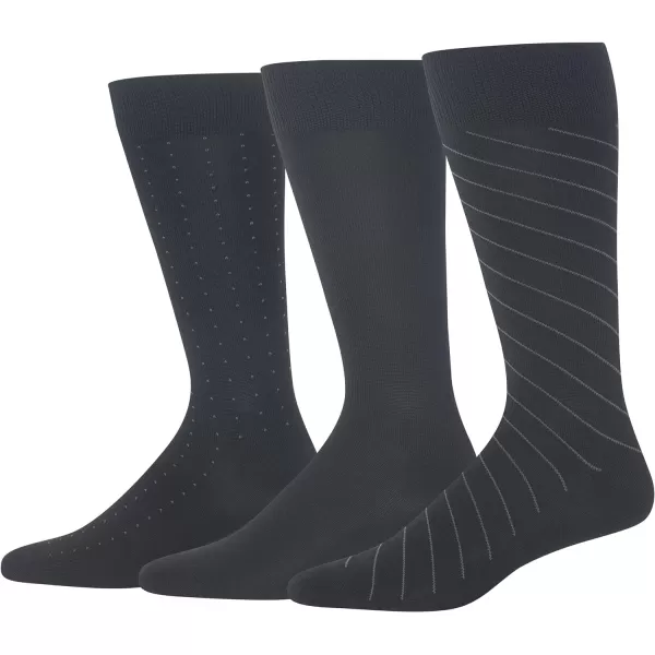 Chaps Men's Super Soft Dress Crew Socks-3 Pair Pack-Patterns and Textures