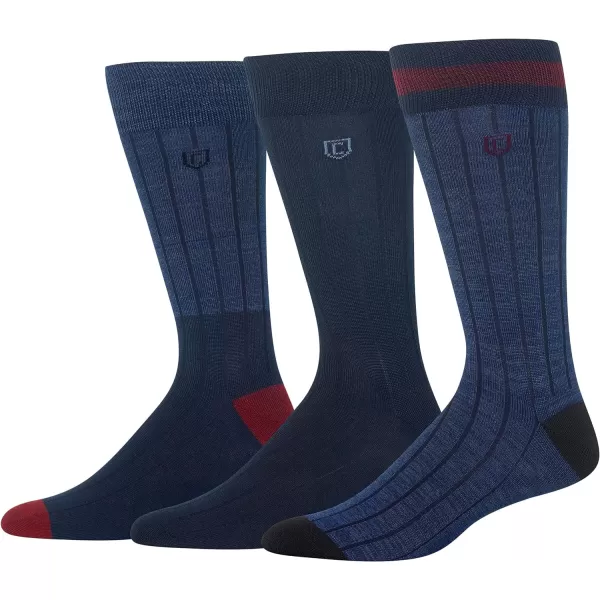 Chaps Men's Super Soft Dress Crew Socks-3 Pair Pack-Patterns and Textures