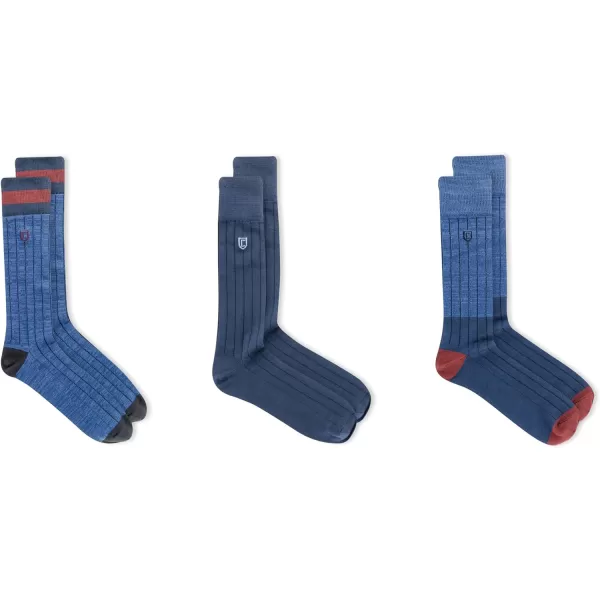 Chaps Men's Super Soft Dress Crew Socks-3 Pair Pack-Patterns and Textures