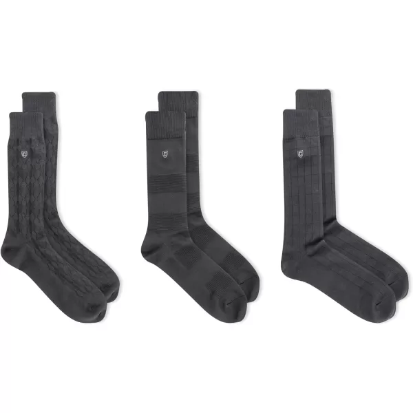 Chaps Men's Super Soft Dress Crew Socks-3 Pair Pack-Patterns and Textures