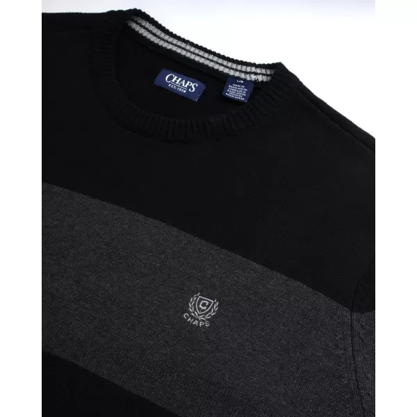 Chaps Men's Sweater - Midweight Classic Fit Cotton Crewneck Striped Pullover Sweater for Men 