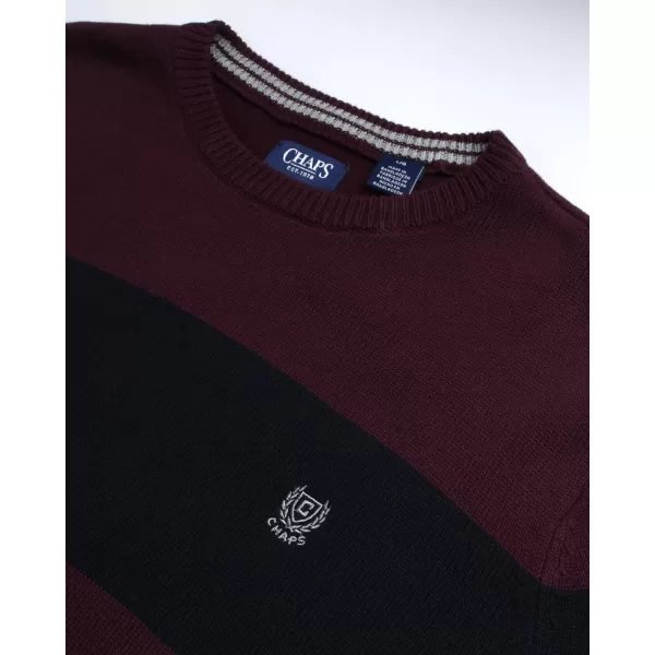 Chaps Men's Sweater - Midweight Classic Fit Cotton Crewneck Striped Pullover Sweater for Men 
