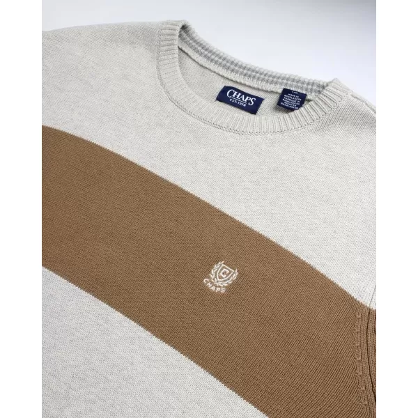 Chaps Men's Sweater - Midweight Classic Fit Cotton Crewneck Striped Pullover Sweater for Men 