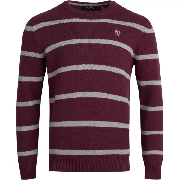 Chaps Men's Sweater - Midweight Classic Fit Cotton Crewneck Striped Pullover Sweater for Men 