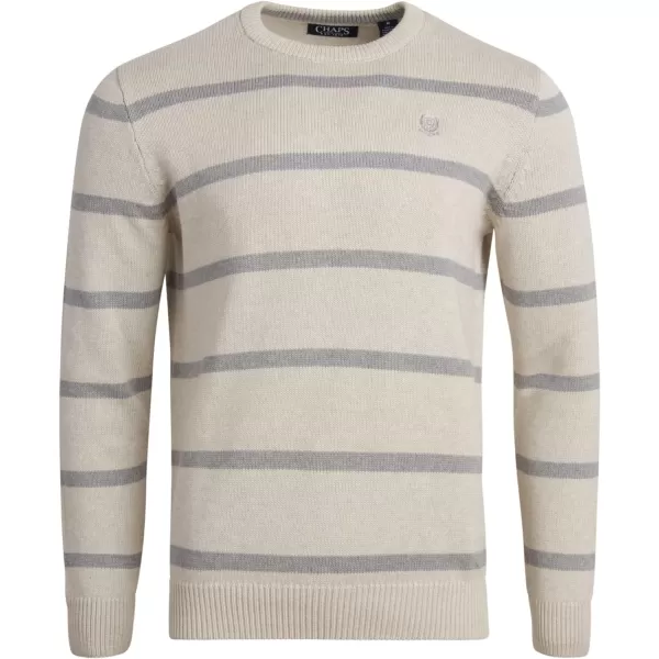 Chaps Men's Sweater - Midweight Classic Fit Cotton Crewneck Striped Pullover Sweater for Men 