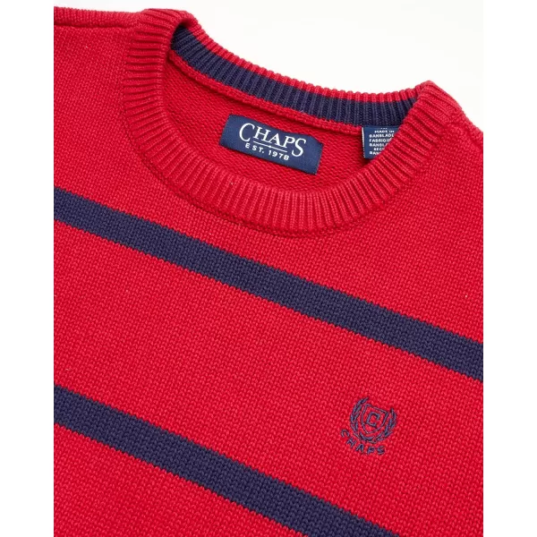 Chaps Men's Sweater - Midweight Classic Fit Cotton Crewneck Striped Pullover Sweater for Men 