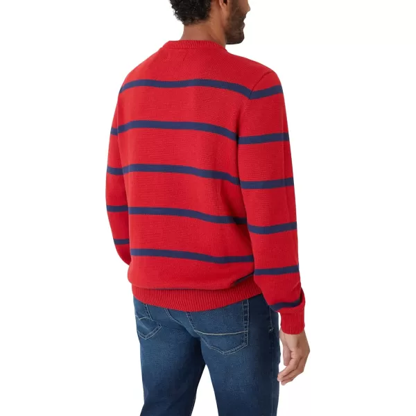Chaps Men's Sweater - Midweight Classic Fit Cotton Crewneck Striped Pullover Sweater for Men 