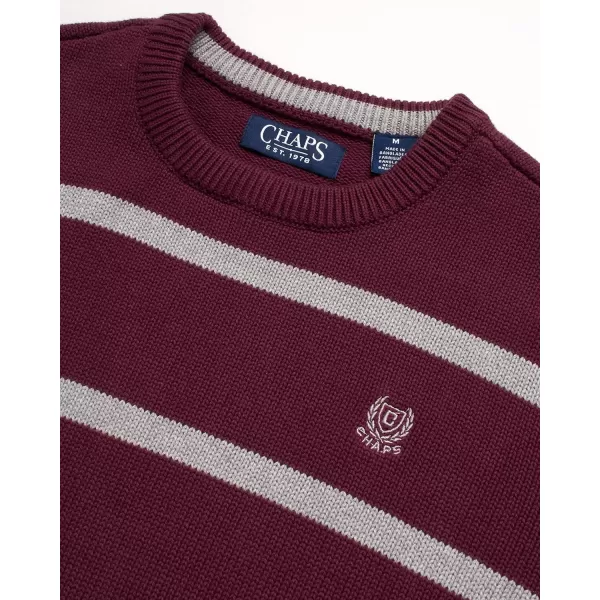 Chaps Men's Sweater - Midweight Classic Fit Cotton Crewneck Striped Pullover Sweater for Men 