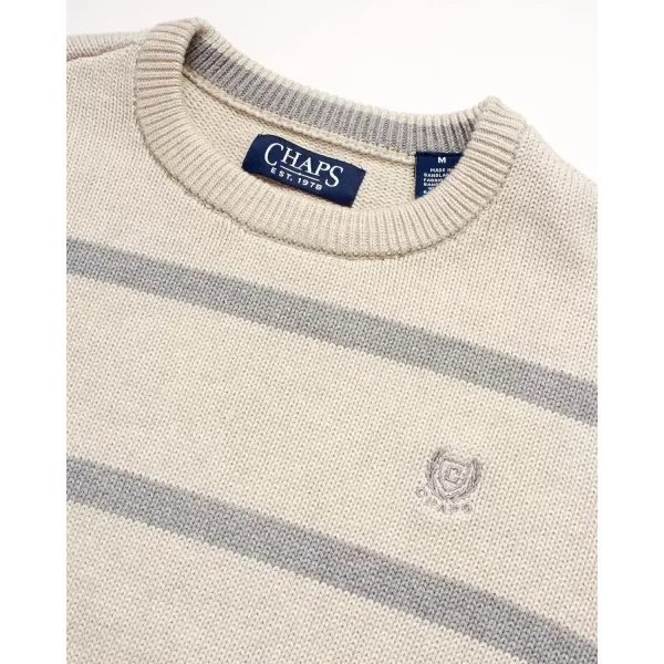 Chaps Men's Sweater - Midweight Classic Fit Cotton Crewneck Striped Pullover Sweater for Men 