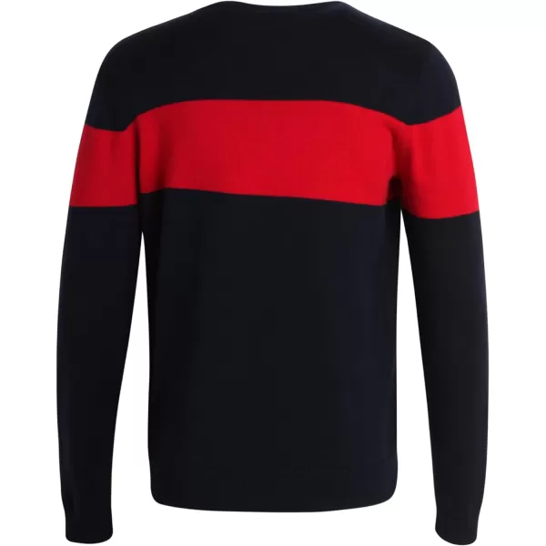 Chaps Men's Sweater - Midweight Classic Fit Cotton Crewneck Striped Pullover Sweater for Men 