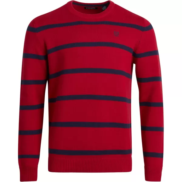 Chaps Men's Sweater - Midweight Classic Fit Cotton Crewneck Striped Pullover Sweater for Men 
