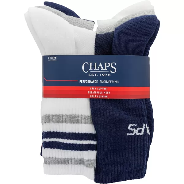 Chaps Sport Cushioned Repreve Athletic Socks-6 Pair Pack-Breathable Front Mesh and Arch Support, Men's Shoe Size: 6-12