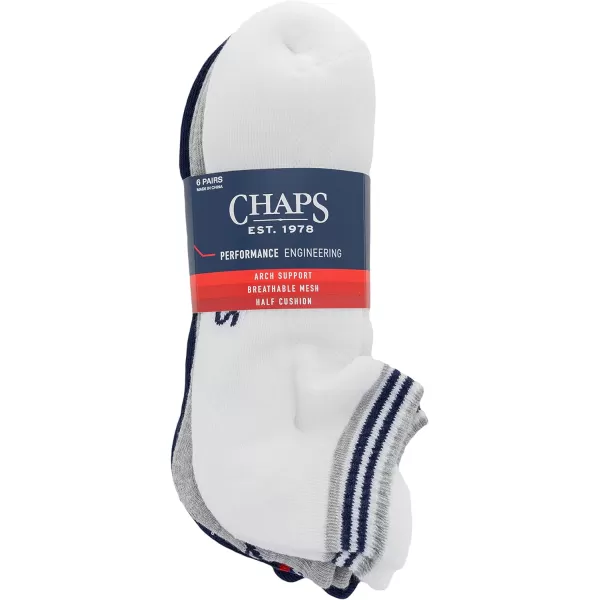 Chaps Sport Cushioned Repreve Athletic Socks-6 Pair Pack-Breathable Front Mesh and Arch Support, Men's Shoe Size: 6-12