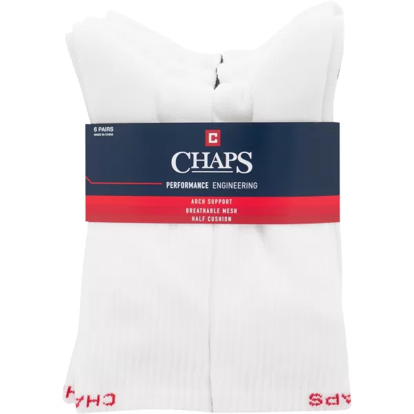 Chaps Sport Cushioned Repreve Athletic Socks-6 Pair Pack-Breathable Front Mesh and Arch Support, Men's Shoe Size: 6-12