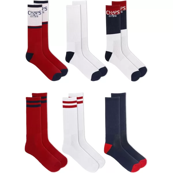 Chaps Sport Cushioned Repreve Athletic Socks-6 Pair Pack-Breathable Front Mesh and Arch Support, Men's Shoe Size: 6-12)